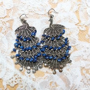 Vintage style peacock layer earrings